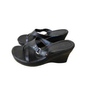 Leather Strap w Silver Detail Wedge Sandal